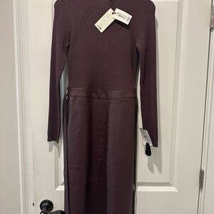 Ted Baker Knitted Bodice Dress with Faux Leather BNWT